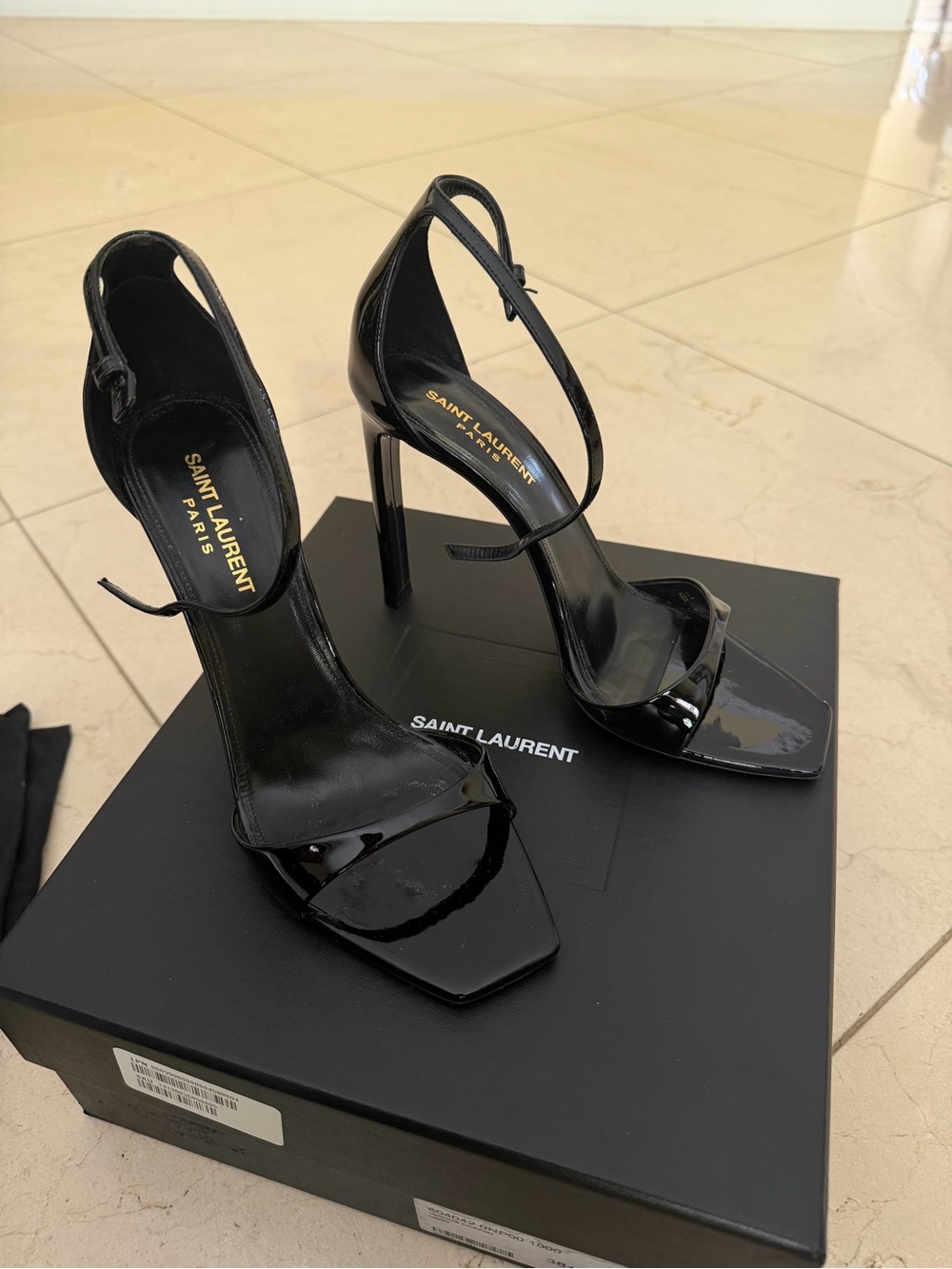 Authentic Saint Laurent black patent leather heels